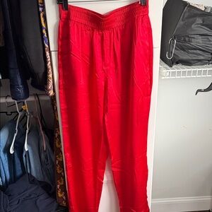 J.Crew Pull-on washable silk charmeuse pant red size 6 NWOT